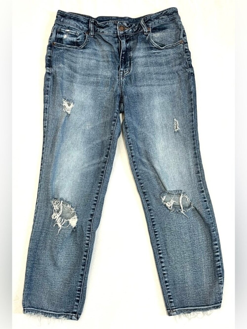 Maurices High Rise Distressed Blue Denim Boyfriend Jeans Women’s Regular 10